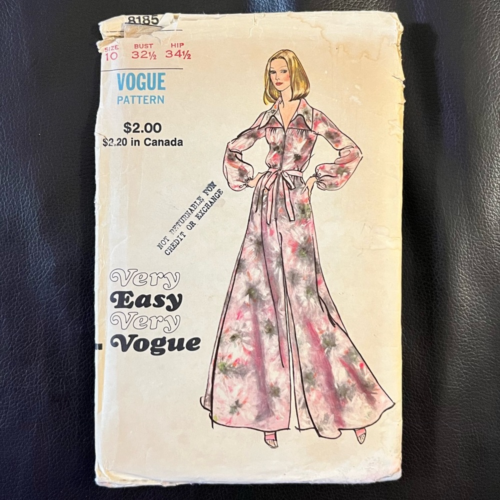 Vogue 8185 Sewing Pattern Vintage 70s Full Flowy Maxi Jumpsuit UCFF Very Easy 10